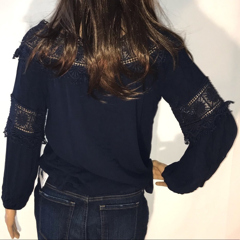 NWT Ella Moon XS Standard Bubble Sleeve Top Navy Blue - Picture 6 of 6